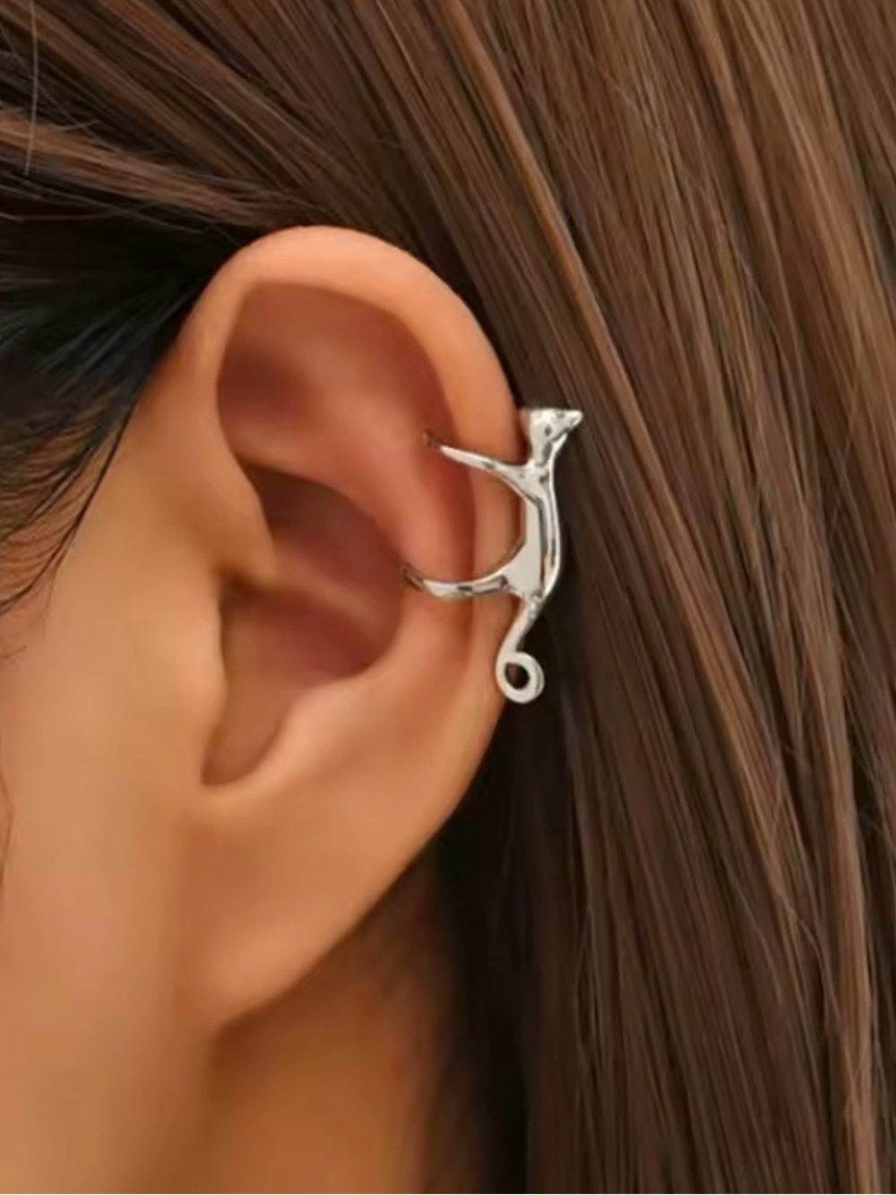 Sterling Silver Cat Ear Cuff - Silver